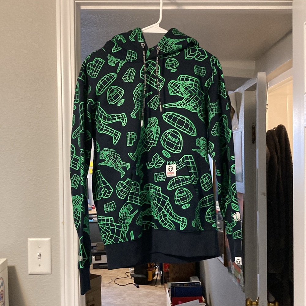 Bape Hoodie Gorilla Rave Neon Navy Exclusive